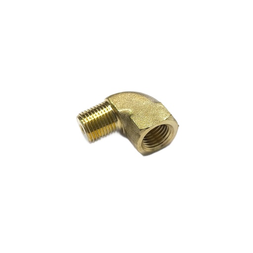 [A18NPT3824P90] Adapter 1/8" NPT - 3/8" - 24 Inverted Flare 90 Deg Brass